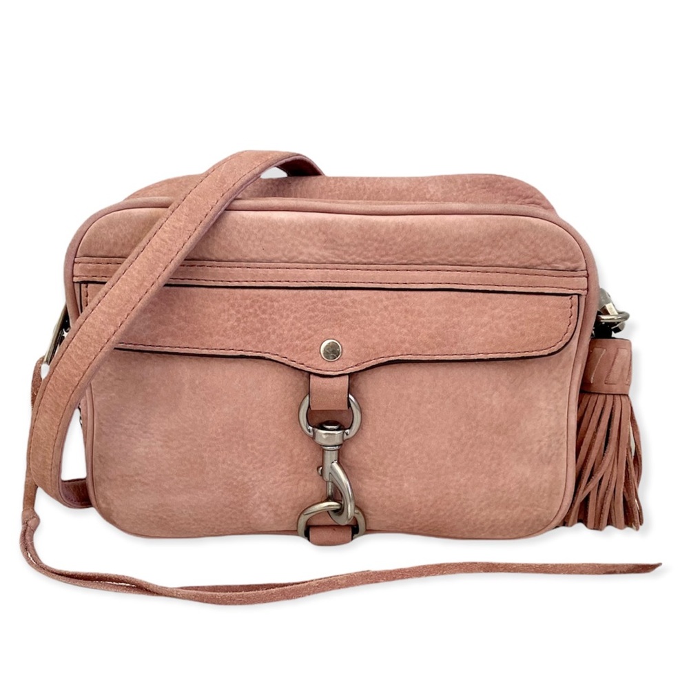 Rebecca Minkoff Large MAB Camera Bag Nubuck Suede CrossBody Shoulder Purse Pink